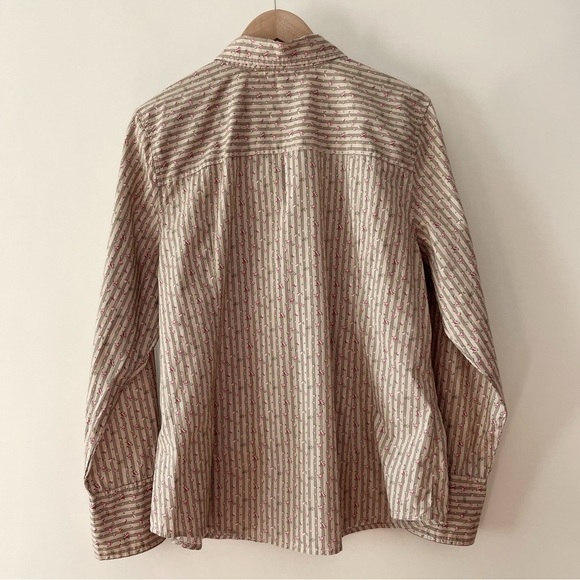 Vintage Old Navy Tan & Pink Floral Cotton Button Down Collared Shirt Size XXL - Picture 9 of 13